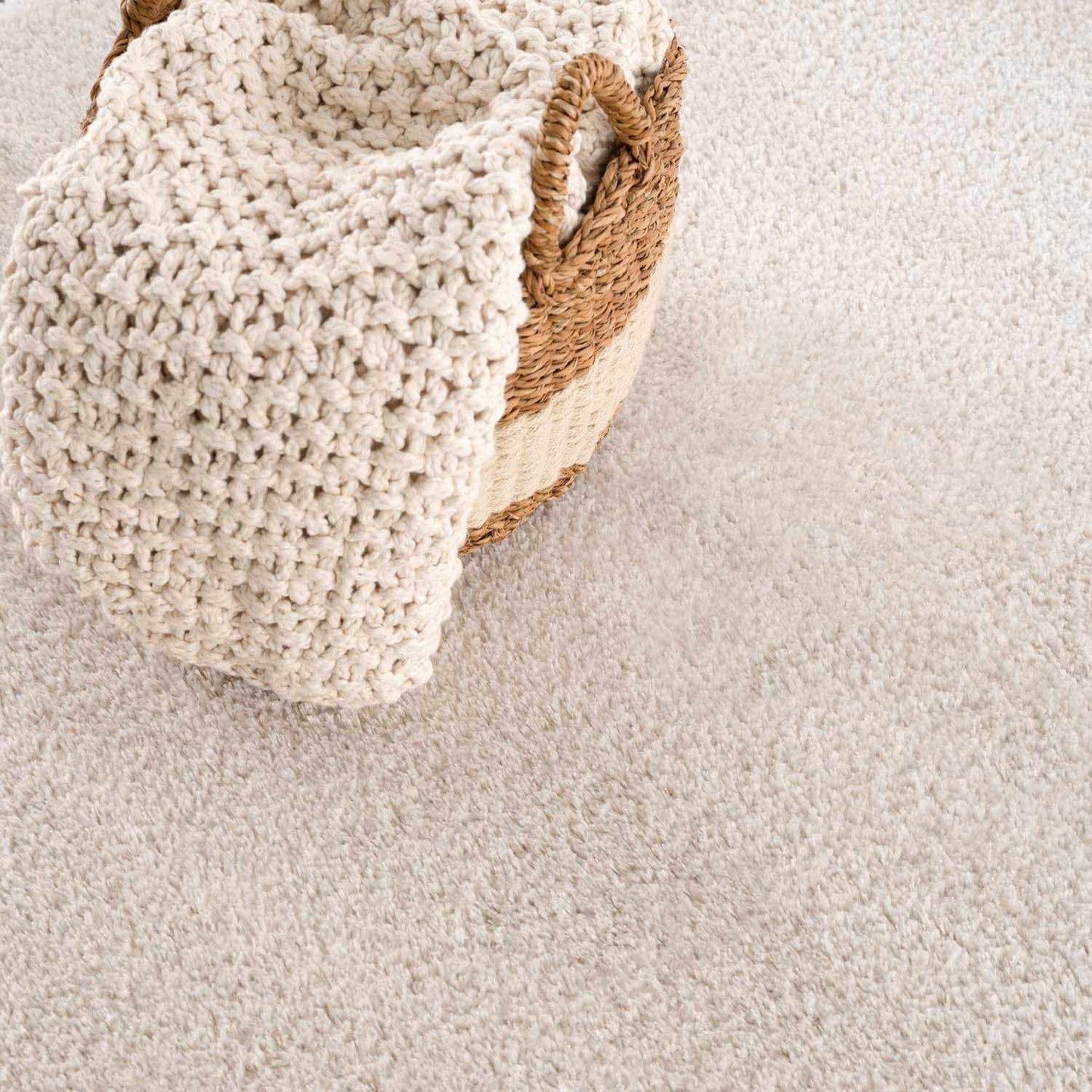 Velora Light Beige Wavy Abstract Modern Minimalist Polyester Machine Woven Area Rug - Clearance