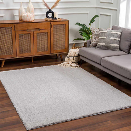Lunaro Gray Subtle Wavy Abstract Modern Minimalist Polyester Machine Woven Area Rug - Clearance