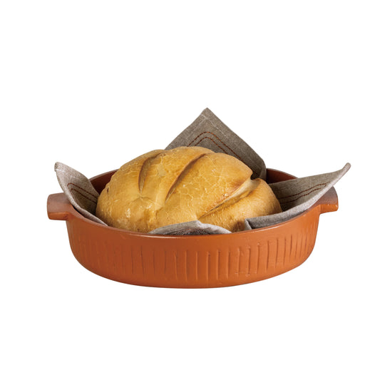 11 in Brown Terracotta Harvest Baker Natural Instincts Ceramic Baking Dish for Fall and Harvest Cooking