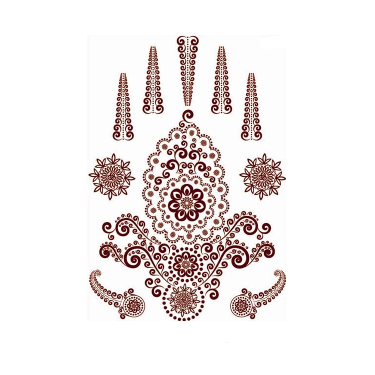 Red Flower Swirl Temporary Tattoo Sheet - 5 Pcs