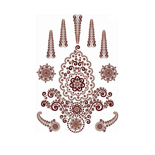 Red Flower Swirl Temporary Tattoo Sheet - 5 Pcs