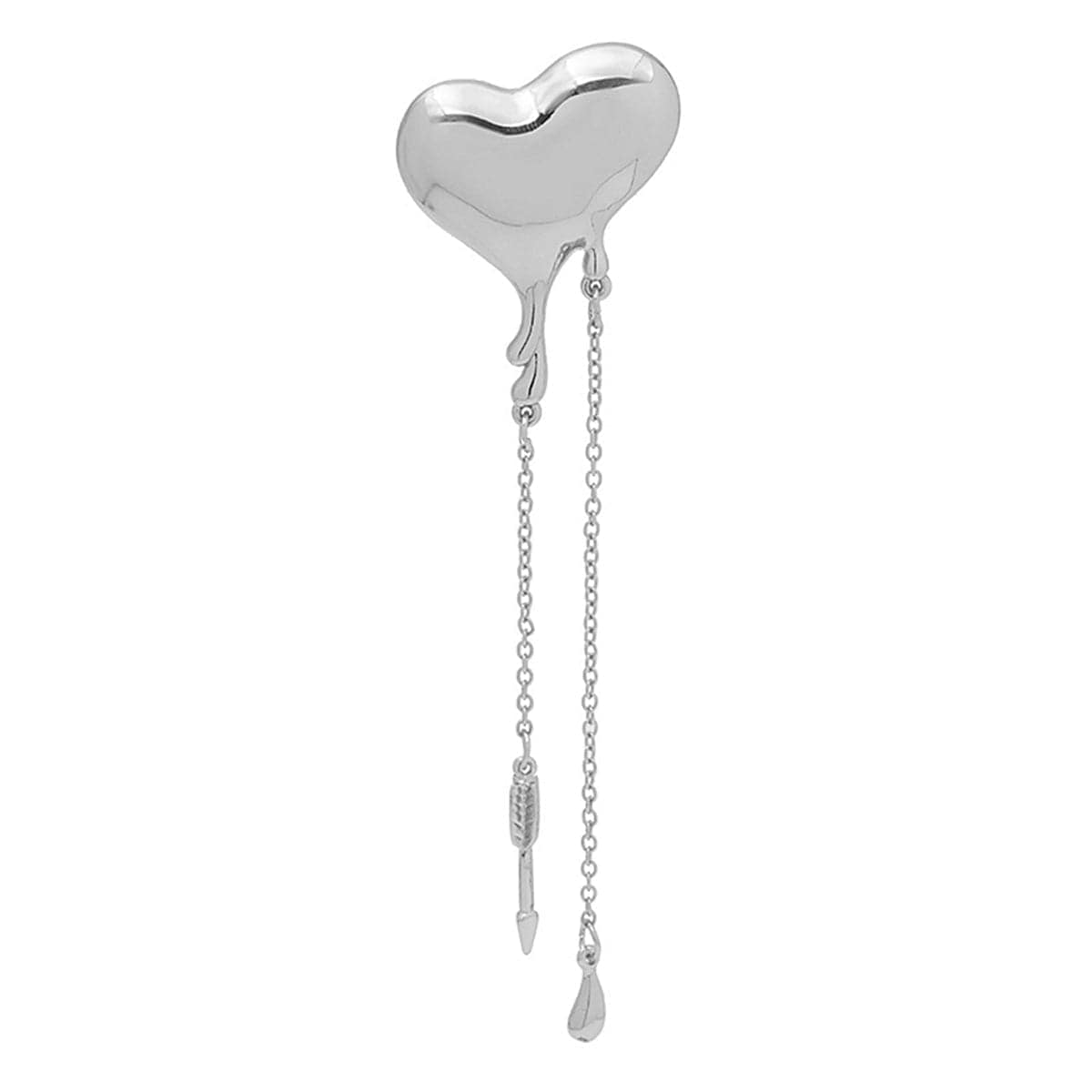 Silvertone Heart & Arrow Tassel Brooch