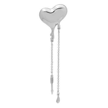Silvertone Heart & Arrow Tassel Brooch