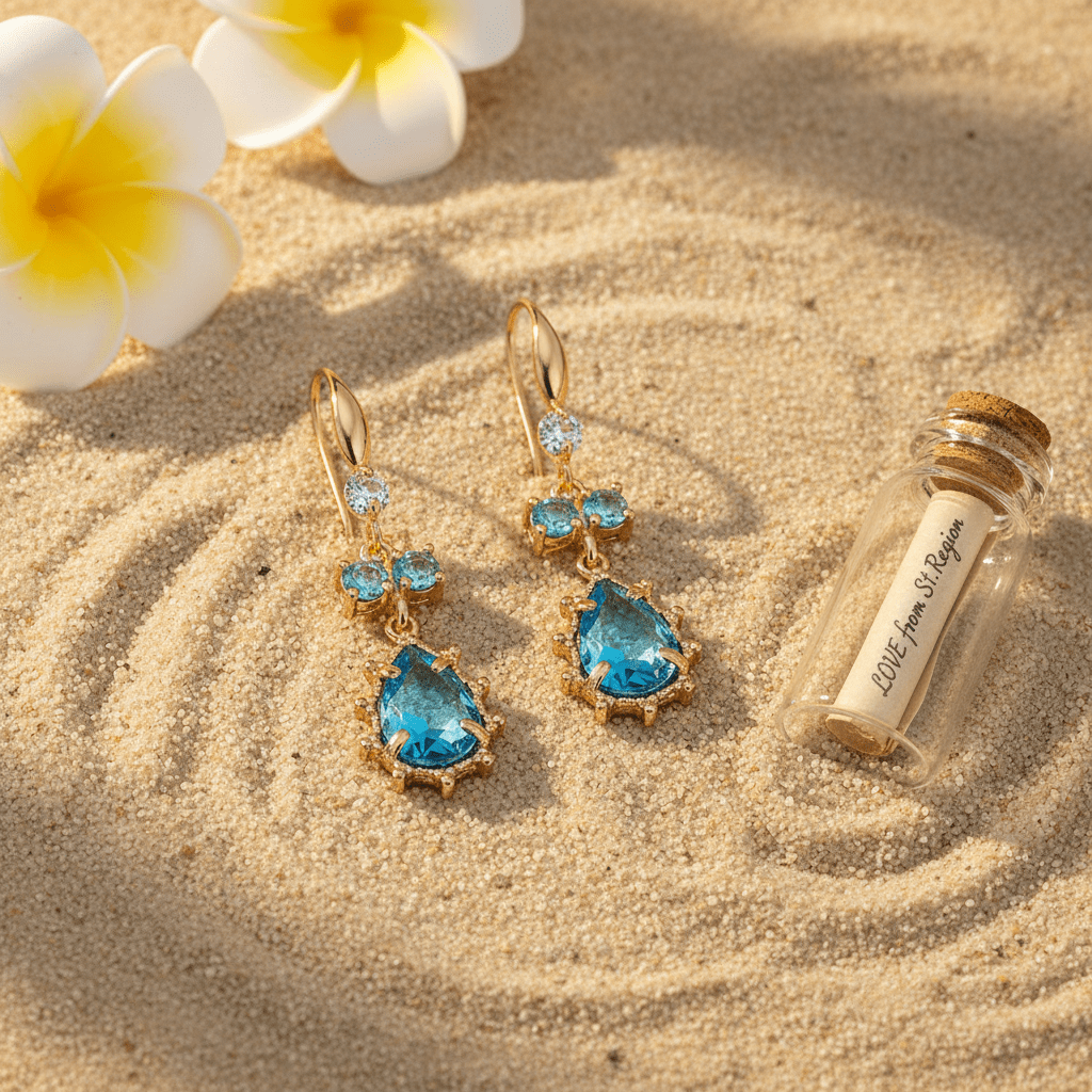 Blue Crystal & Cubic Zirconia Goldtone Teardrop Hook Earrings