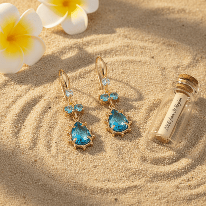 Blue Crystal & Cubic Zirconia Goldtone Teardrop Hook Earrings