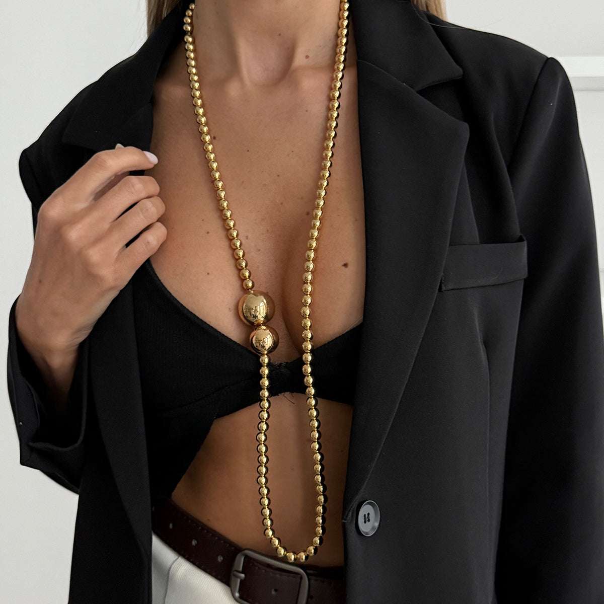 Goldtone Bead Statement Necklace