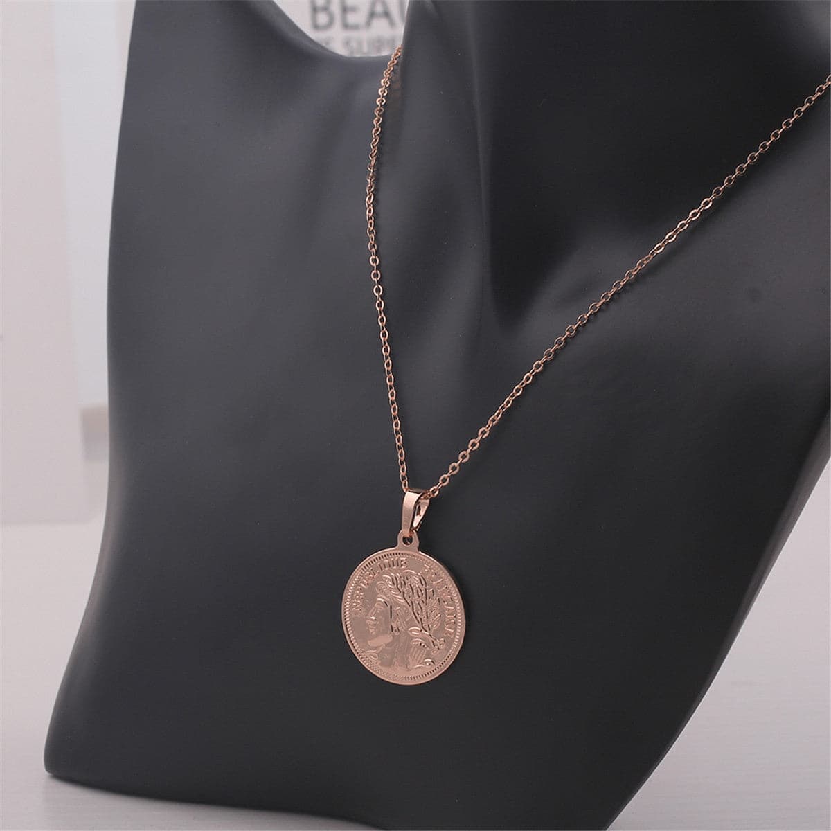 Rose Goldtone Republique Coin Pendant Necklace