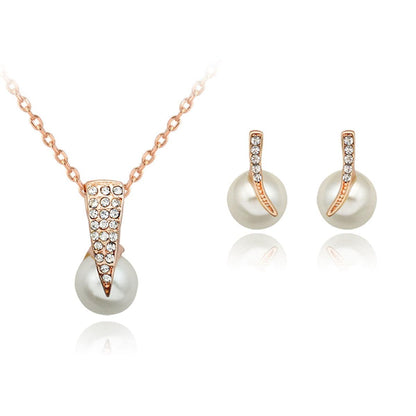 Pearl & Cubic Zirconia Goldtone Flush-Set Pendant Necklace Set