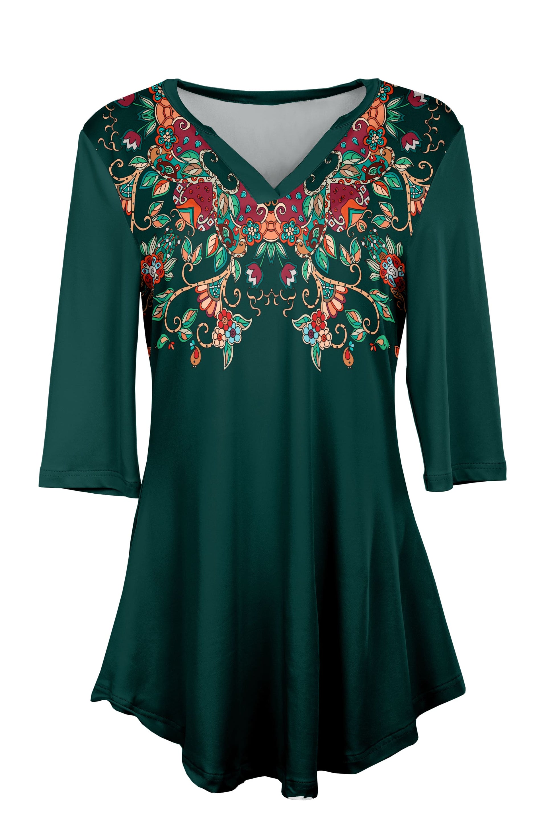 Green Pink Embroidered Floral-