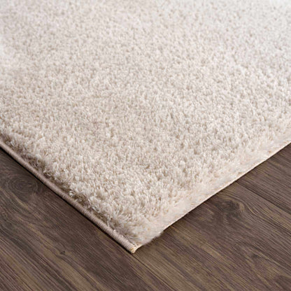 Velora Light Beige Wavy Abstract Modern Minimalist Polyester Machine Woven Area Rug - Clearance