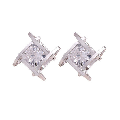 Crystal & Silvertone Caged Stud Earrings