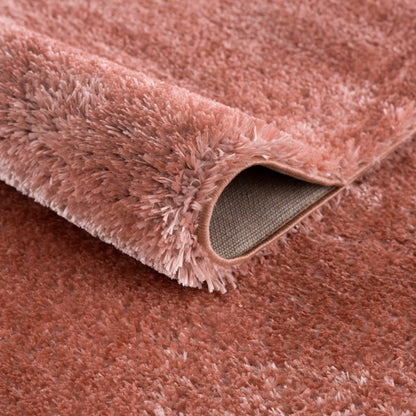 Rosava Dusty Pink Subtle Wavy Abstract Modern Minimalist Polyester Machine Woven Area Rug - Clearance