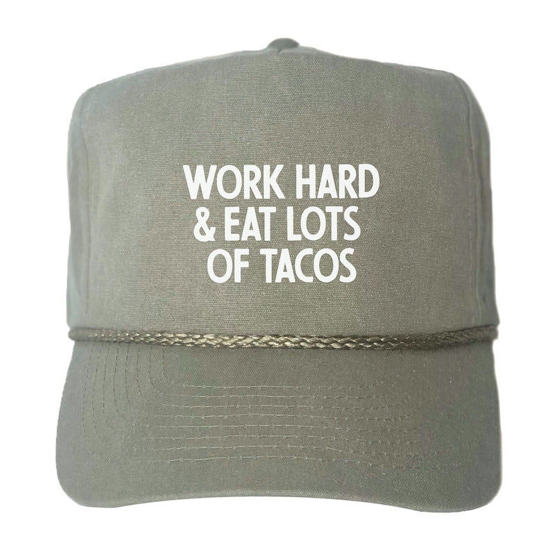 Frankie Jean Work Hard & Eat Lots Of Tacos Canvas Trucker