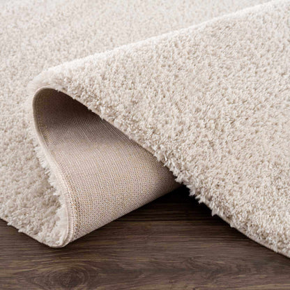 Velora Light Beige Wavy Abstract Modern Minimalist Polyester Machine Woven Area Rug - Clearance