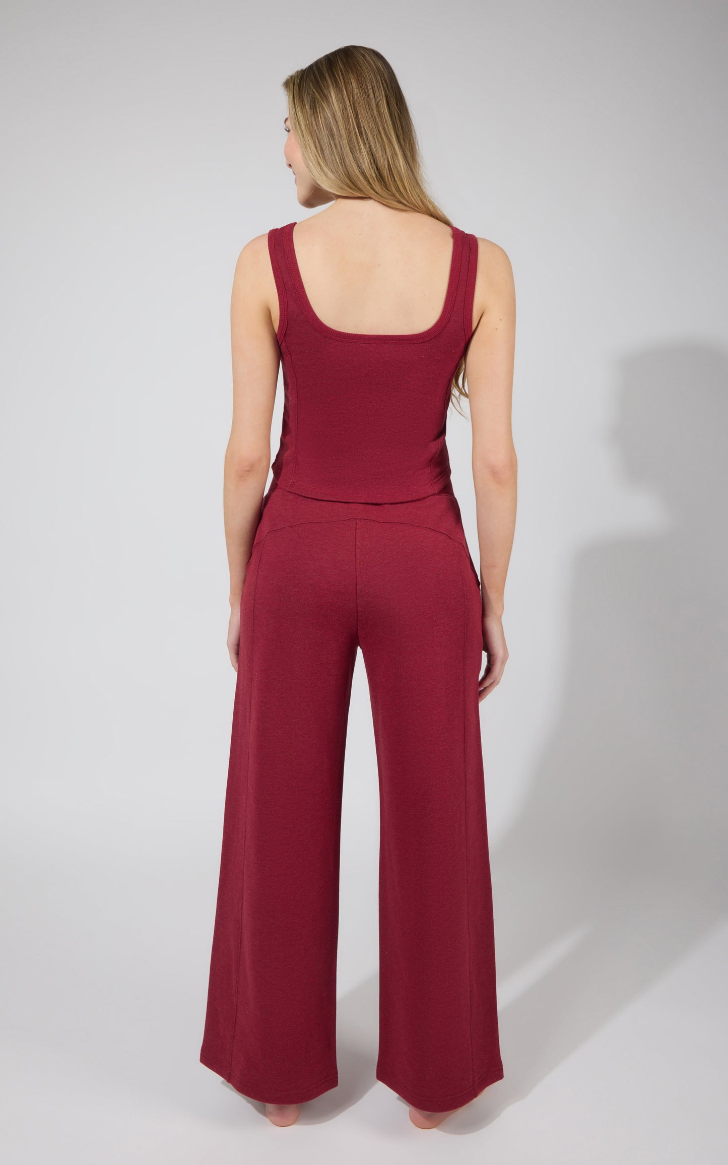 Terry Corset Tank & Fleece Wide Leg Pant Set