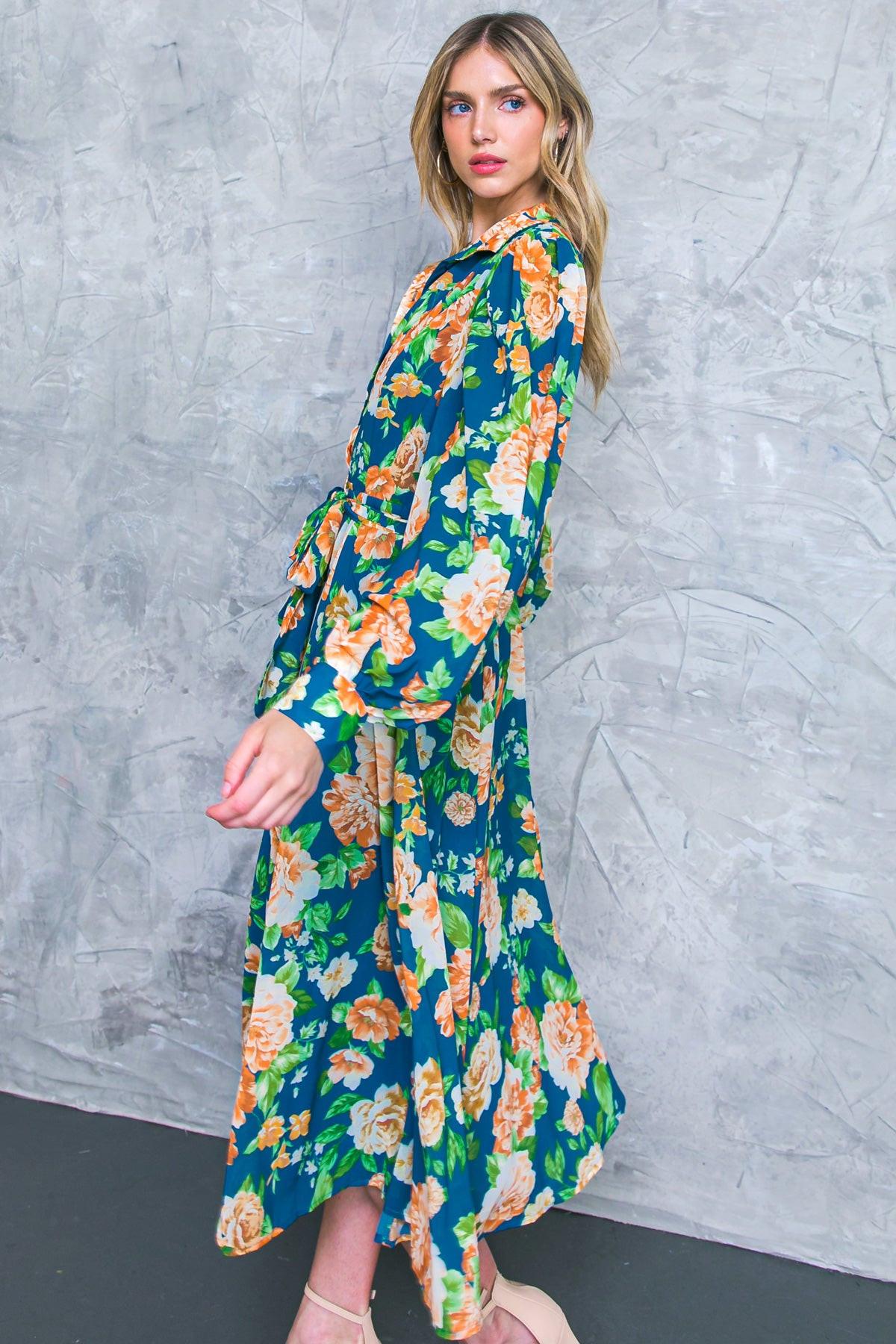 Bubbly Bliss Woven Midi Shirt Dress