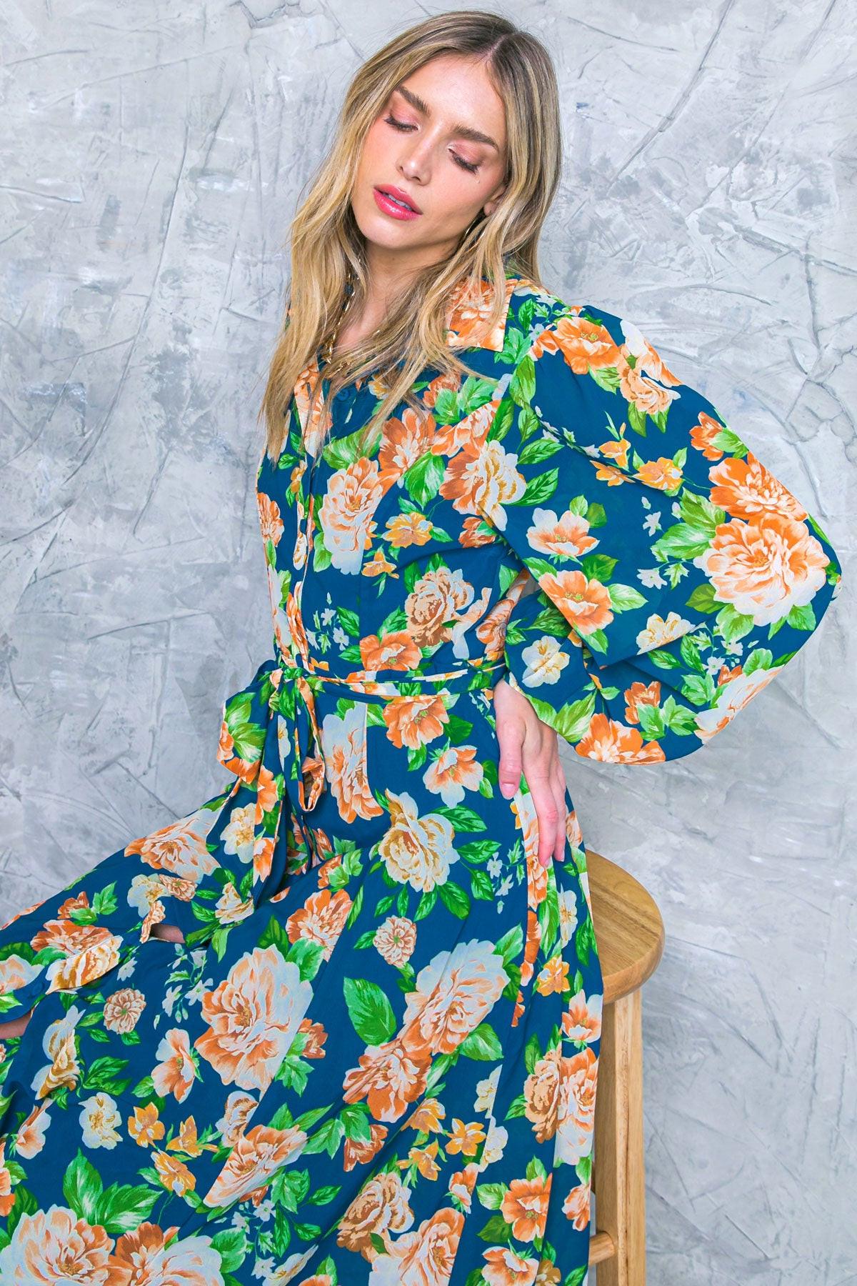 Bubbly Bliss Woven Midi Shirt Dress