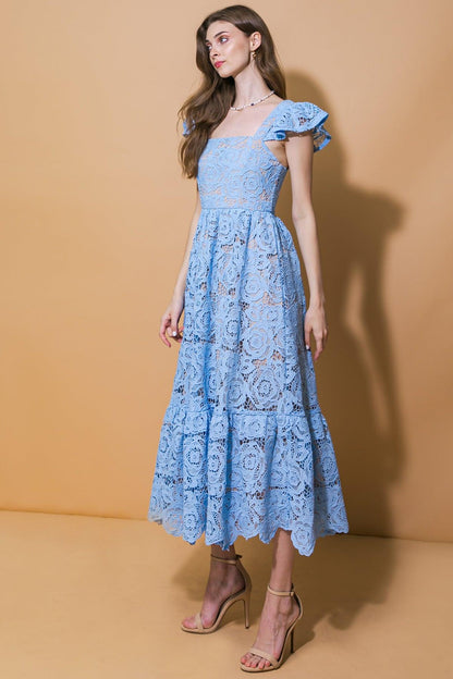 Still Thinking Lace Midi Dress
