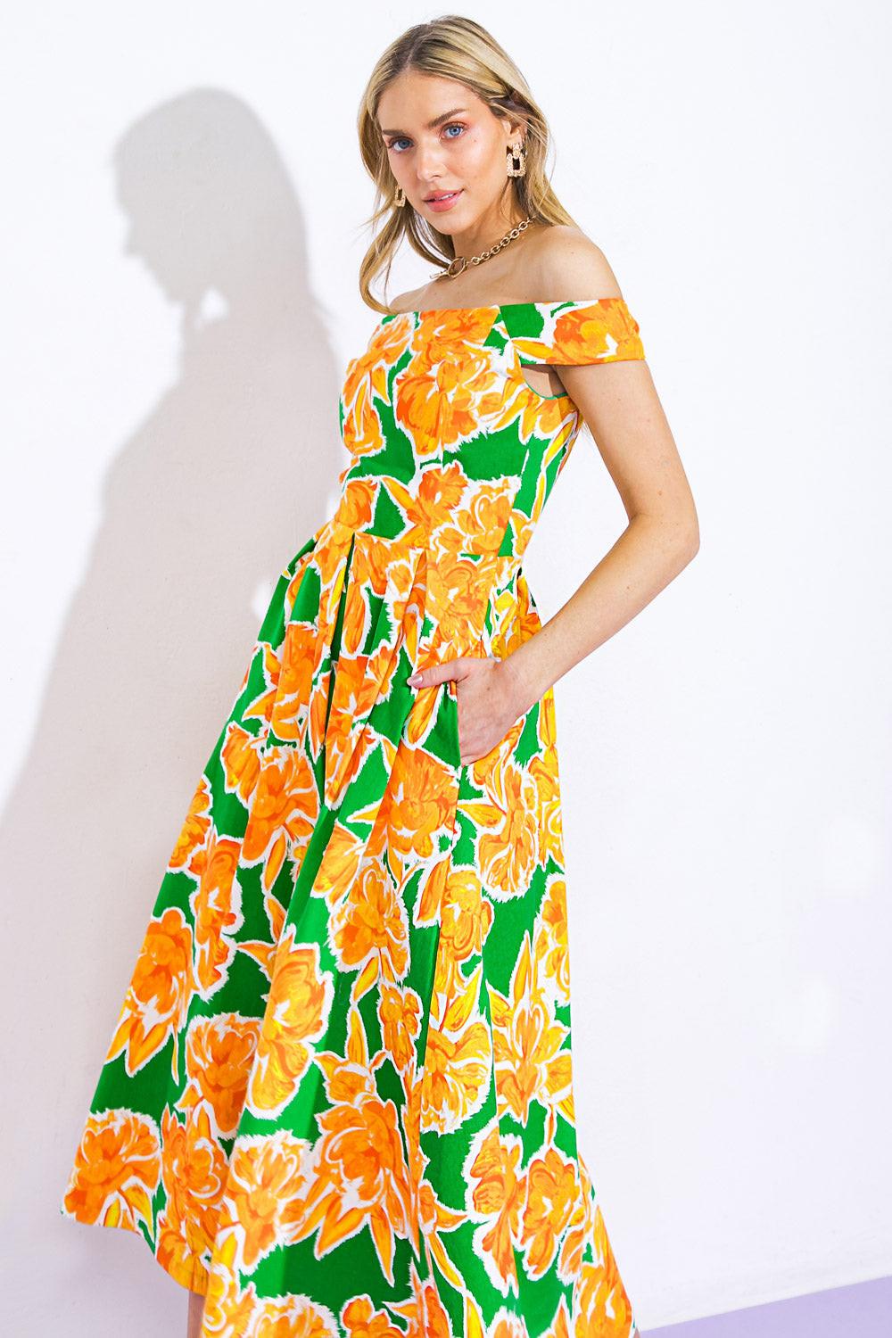 Where I Want to Be Twill Midi Dress