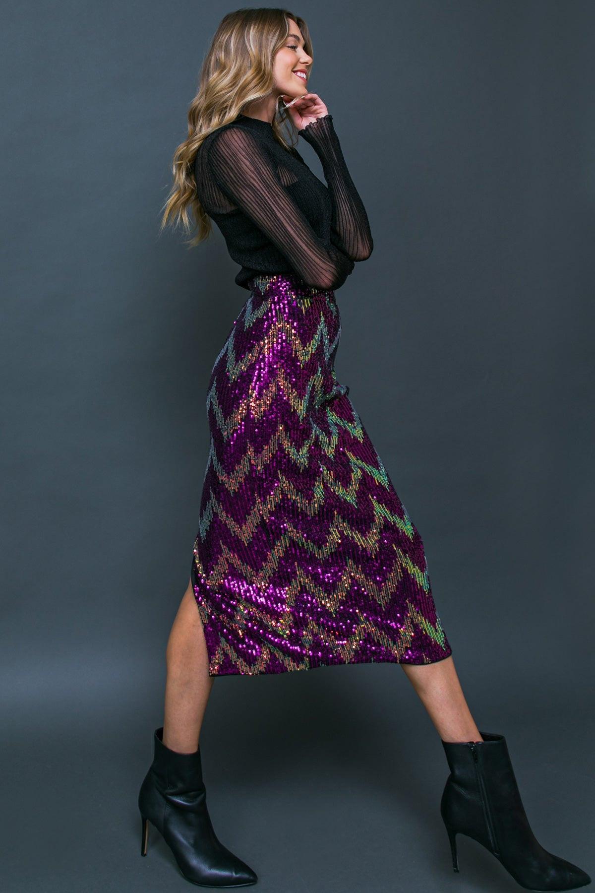 Be Happy Friend Sequin Midi Skirt