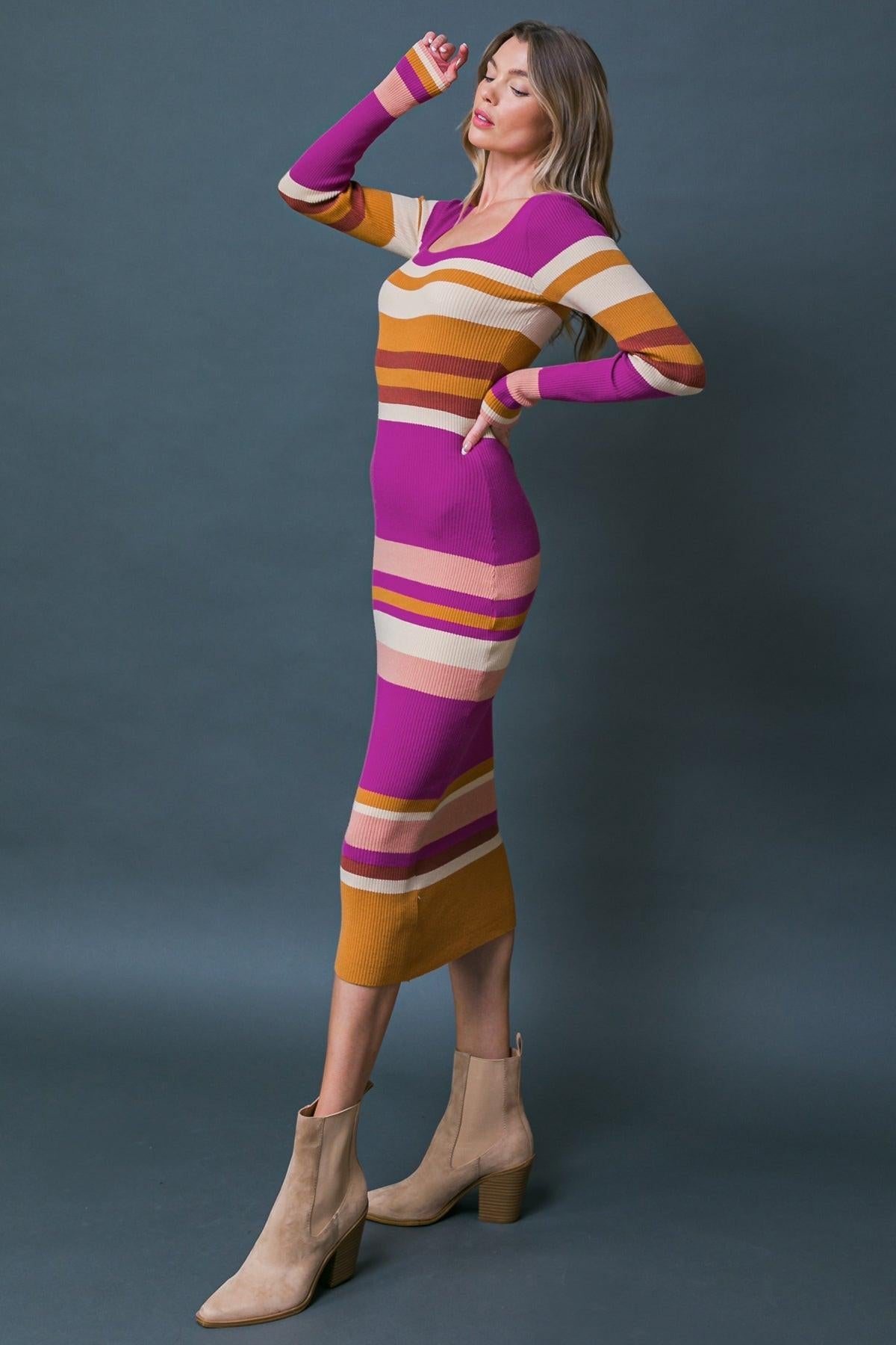 Evening of Elegance Sweater Midi Dress