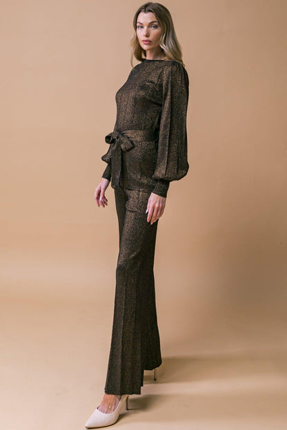 Stunning Stance Metallic Sweater Tunin and Pant Set