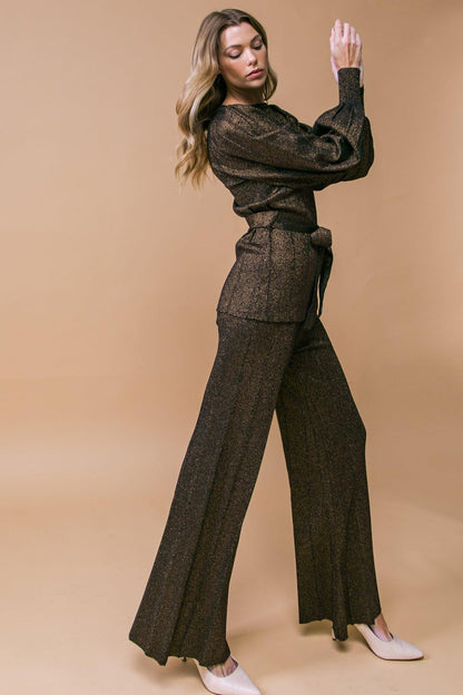Stunning Stance Metallic Sweater Tunin and Pant Set