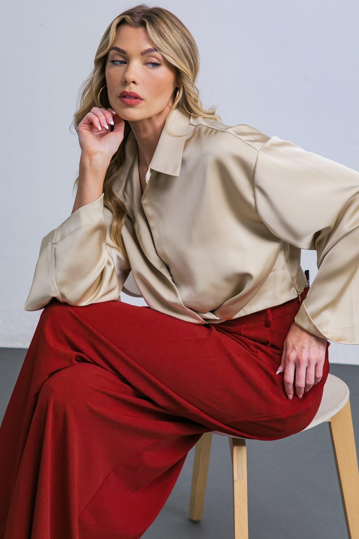 Powerful Charm Woven Satin Top