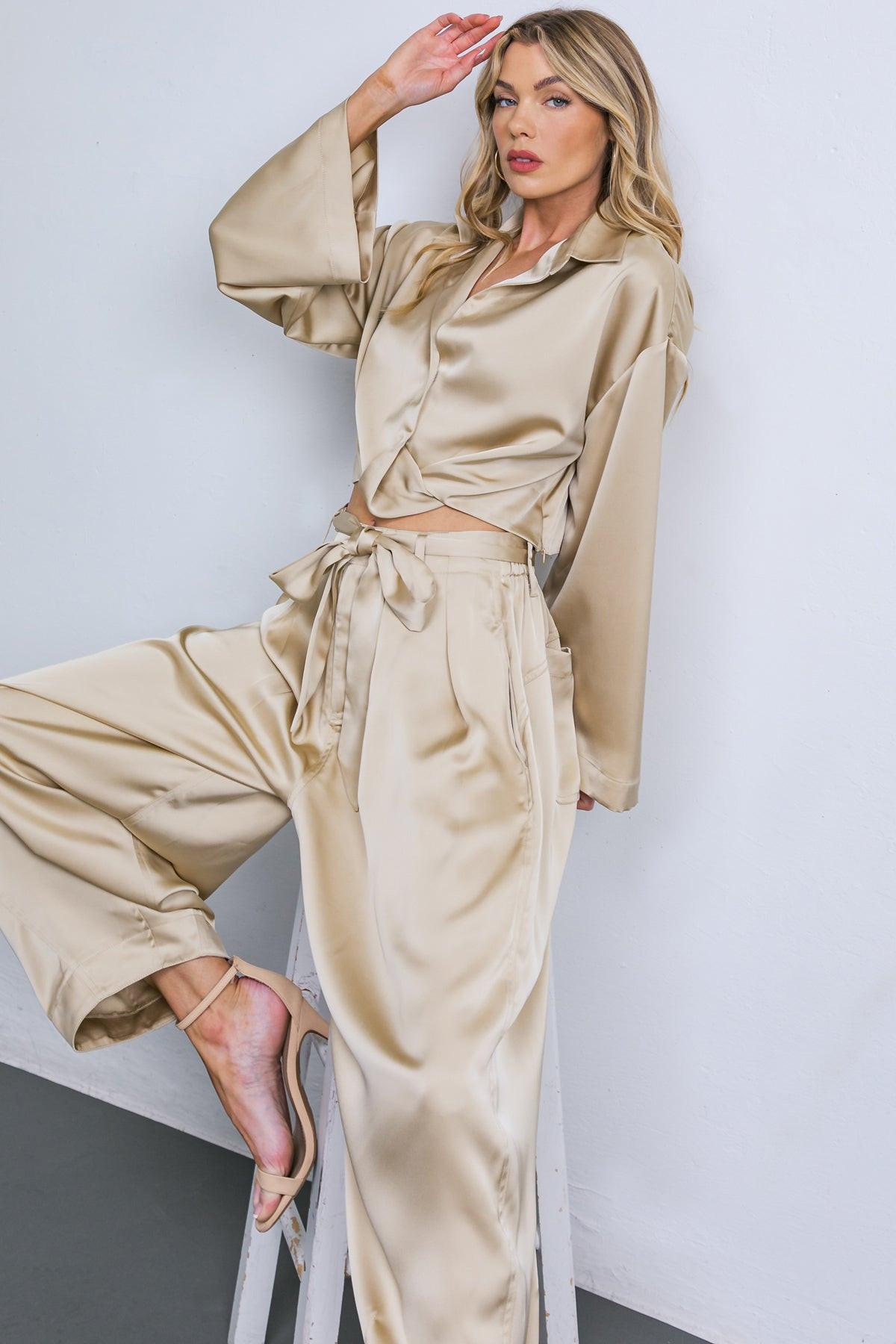 Powerful Charm Woven Satin Top