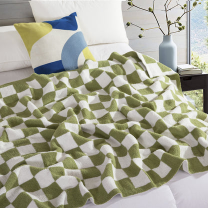 Elegant Comfort 50" x 70"  Ultra Soft Checkered Knitted Throw Blanket