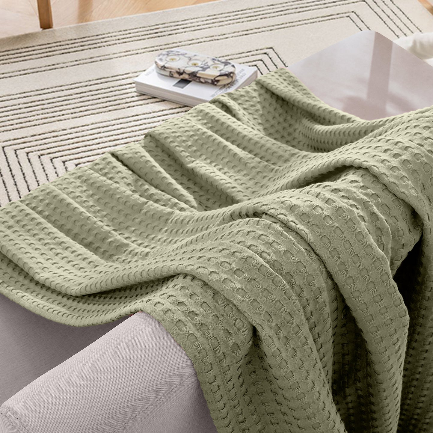 Elegant Comfort Cotton Waffle Blanket