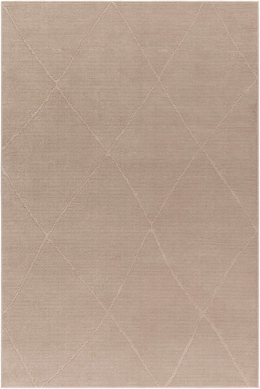 Aldis Tan Plush Textured Washable Rug - Clearance