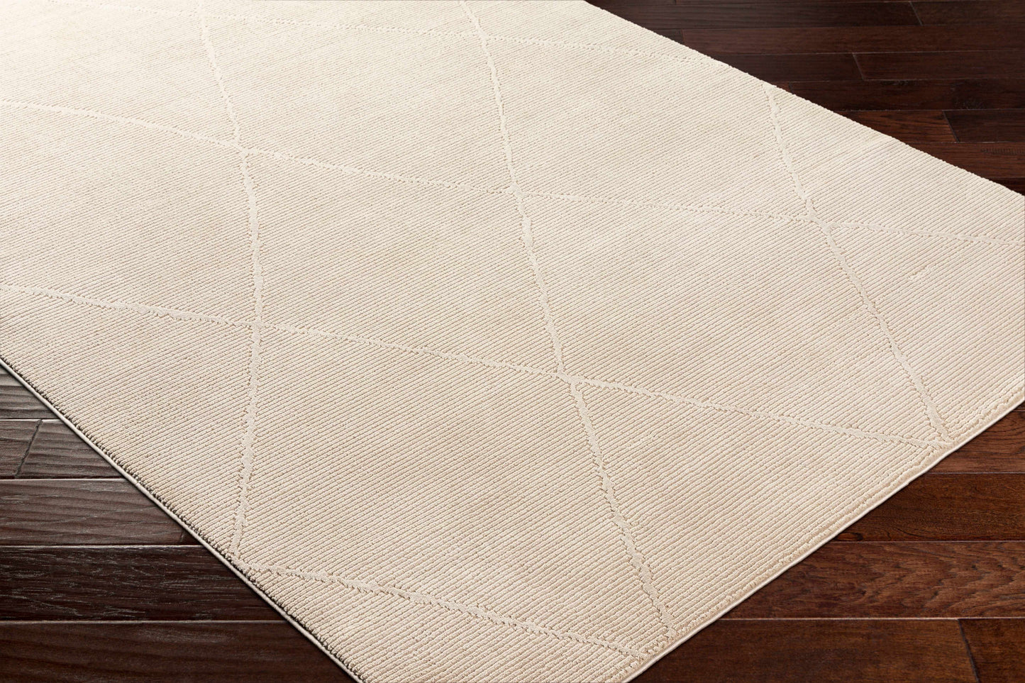Aldis Tan Plush Textured Washable Rug - Clearance