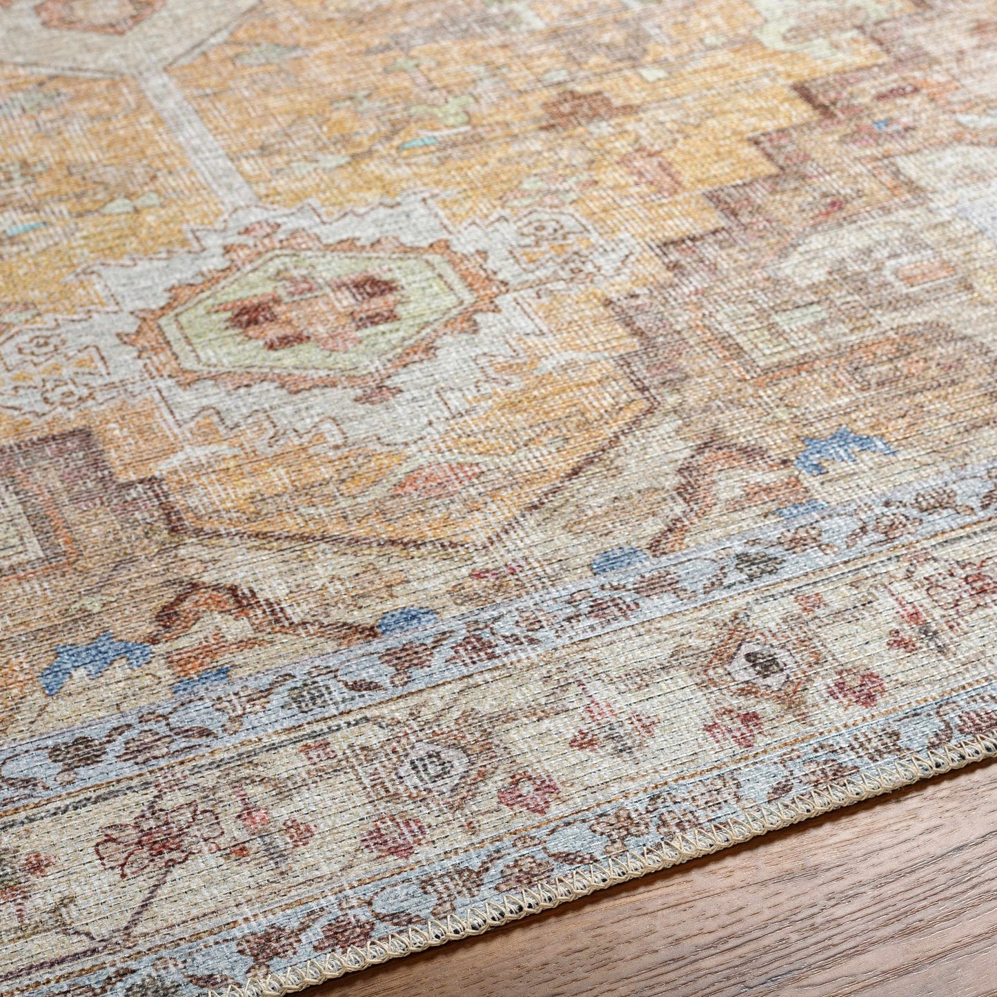 Reza Mustard Washable Rug - Clearance