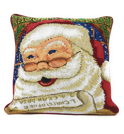 DaDa Bedding Set of 4 Pieces - Magical Santa Snowman Gingerbread Christmas Holiday Tapestry Throw Pillow Covers Bundle Pack - 16" x 16"
