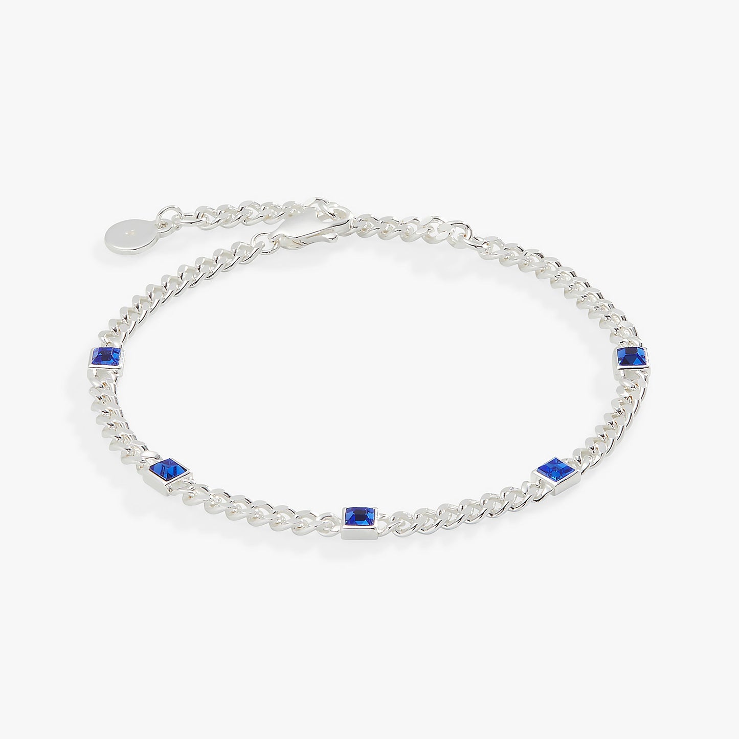 September Birthstone Sapphire Curb Chain Bracelet