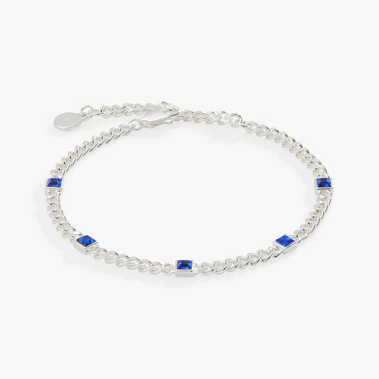 September Birthstone Sapphire Curb Chain Bracelet