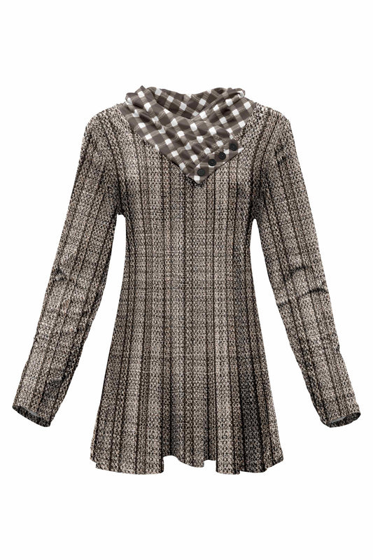 Beige White Plaid Mix-