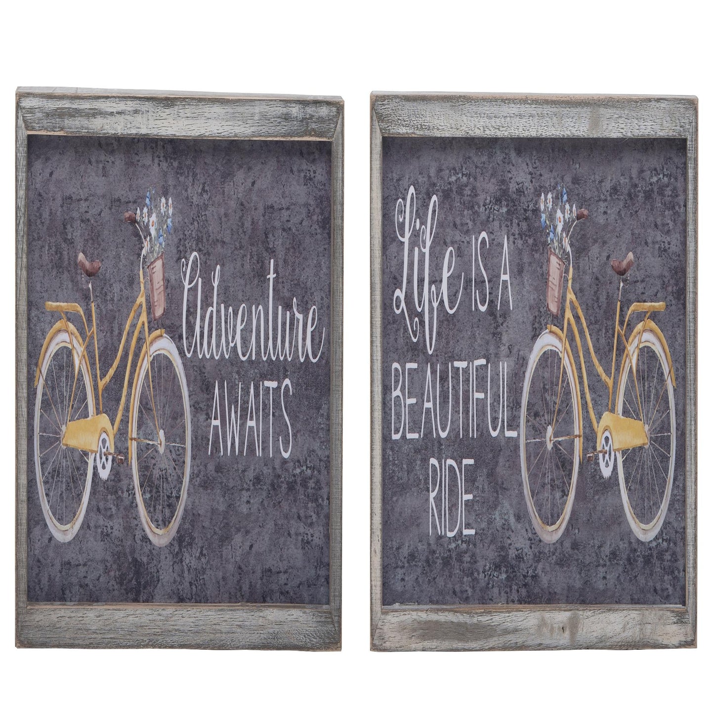 MDF Enjoy the Ride Sign Set of 2 Spring Home Decorations Wall Sign Panels for Spring and Summer