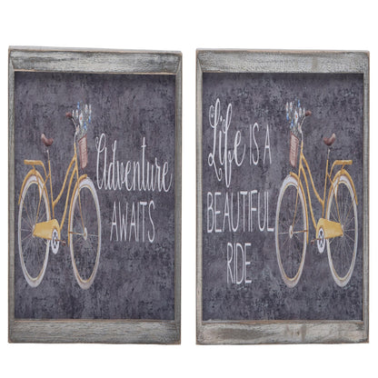 MDF Enjoy the Ride Sign Set of 2 Spring Home Decorations Wall Sign Panels for Spring and Summer
