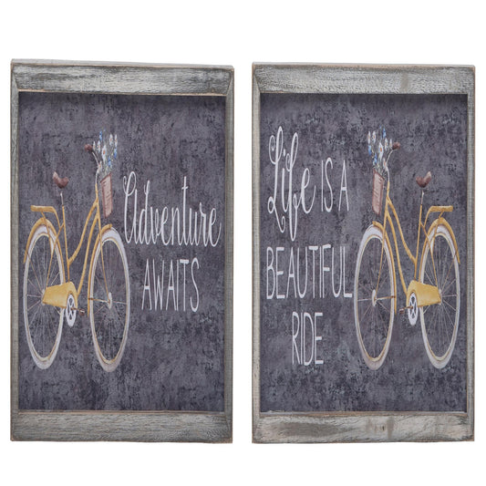 MDF Enjoy the Ride Sign Set of 2 Spring Home Decorations Wall Sign Panels for Spring and Summer