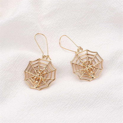 Goldtone Spider Web Drop Earrings
