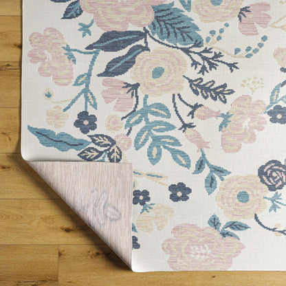Ponto Cream & Blue Floral Outdoor Area Rug - Clearance