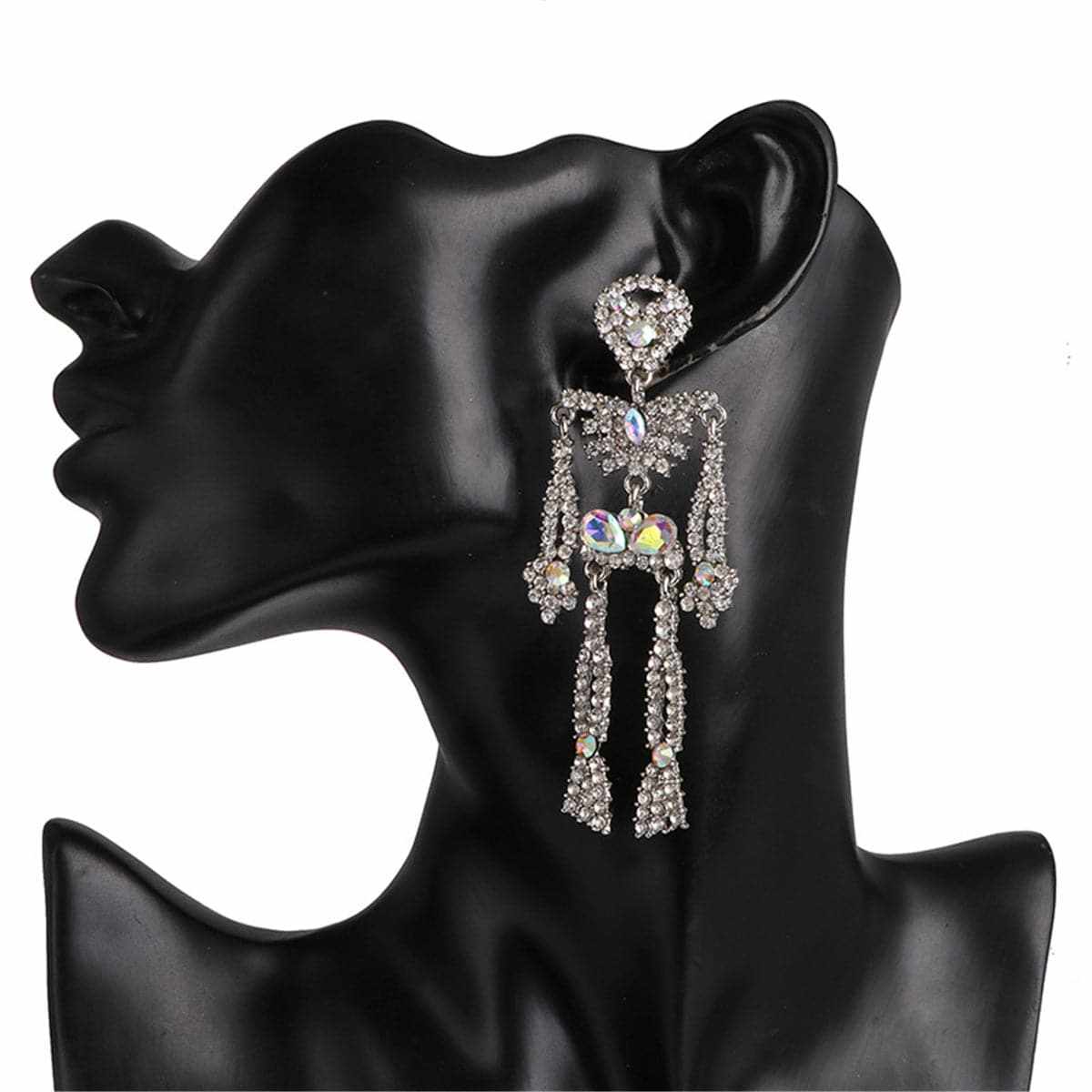 Crystal & Cubic Zirconia Skeleton Drop Earrings