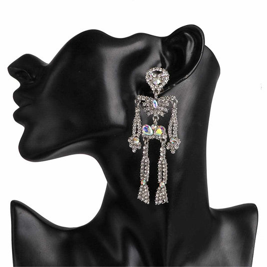 Crystal & Cubic Zirconia Skeleton Drop Earrings
