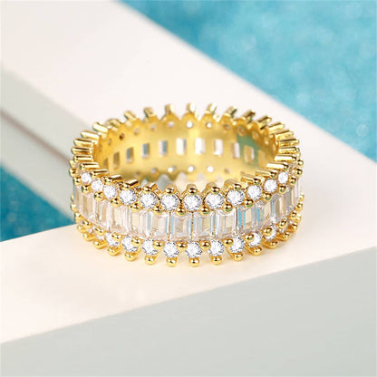 Crystal & Cubic Zirconia Goldtone Geometric Band Ring-5