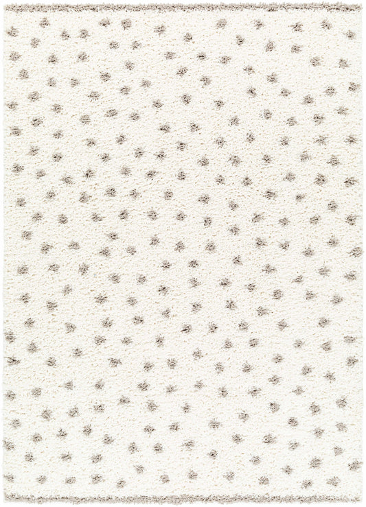 Chaia Dotted Cream & Gray Plush Area Rug - Clearance