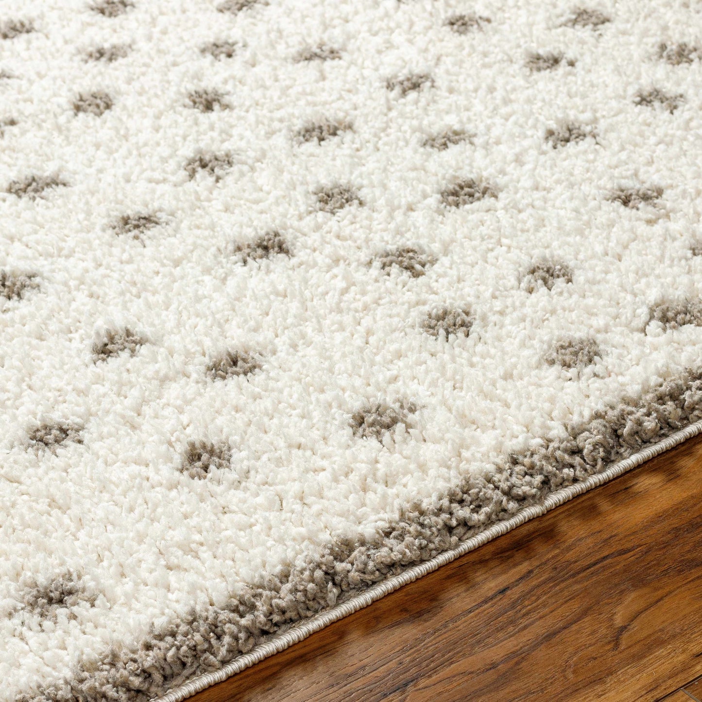 Chaia Dotted Cream & Gray Plush Area Rug - Clearance