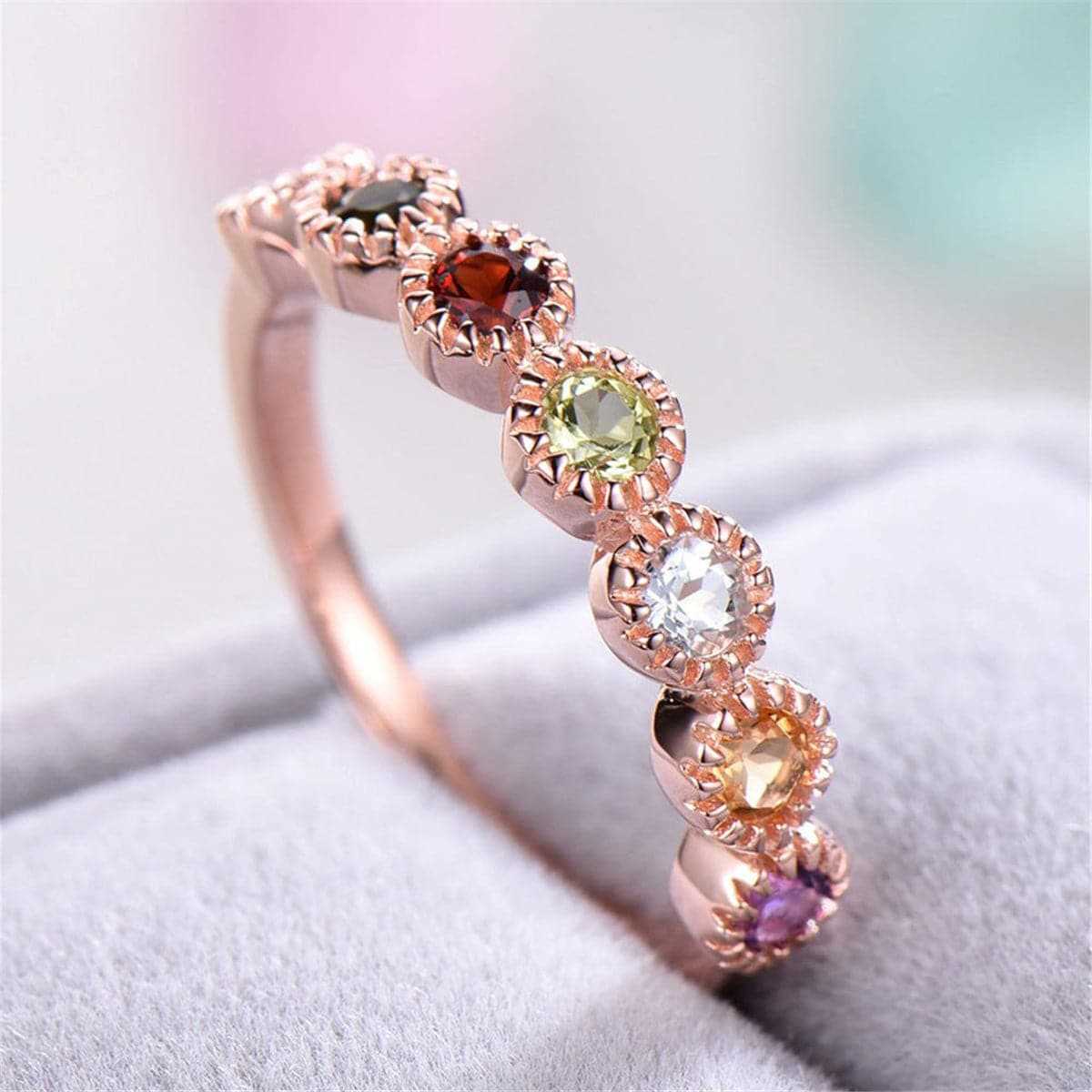 Red & Green Crystal & Rose Goldtone Band