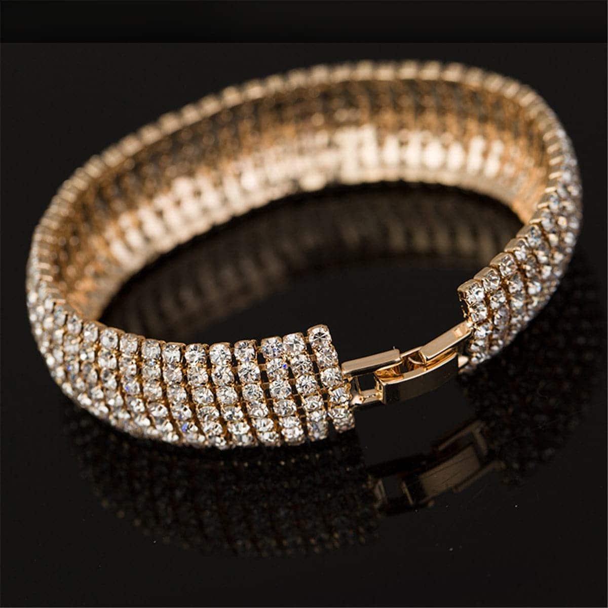 Cubic Zirconia & Goldtone Layer Bracelet-3